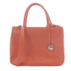 レザー ハンドバッグ ショルダーバッグ 2way ロゴ ピンク /SR