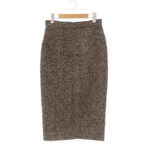 タイトスカート ロング ウール混 42 黒 ベージュ /NR OS