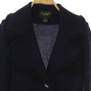 ST.JOHN ウール混 ニットコート チェスターコート 2 ネイビー /ES OS