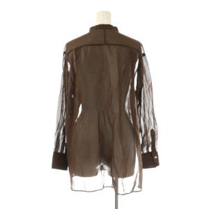 BEIGE シアー シャツ ブラウス 長袖 前開き コットン 4 茶 /NR OS