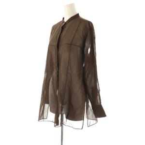 BEIGE シアー シャツ ブラウス 長袖 前開き コットン 4 茶 /NR OS
