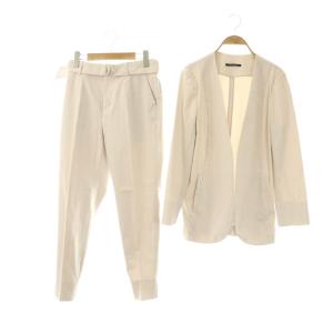 ジャケット パンツ セットアップ ノーカラー テーパード リネン混 1 ベージュ ベルト付き /CX OS