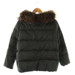 nano universe 西川ダウン ダウンジャケット ジップアップ ファー 40 ブラック /HK OS