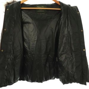 nano universe 西川ダウン ダウンジャケット ジップアップ ファー 40 ブラック /HK OS