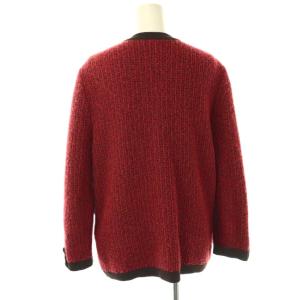 Leilian ウール カーディガン ニット 9 レッド /DF OS
