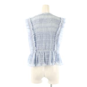 CELFORD 25SS シャーリングフリルブラウス ノースリーブ 38 ライトブルー /HK OS