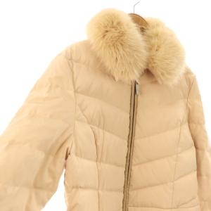 courreges ダウンジャケット アウター ジップアップ ファー 9AR オレンジベージュ /NR OS