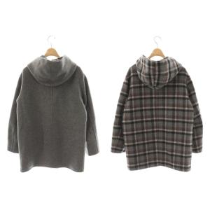 J.PRESS リバーシブル スーパー110Sリバーチェック ノーカラーコート アウター ウール F グレー /NR OS