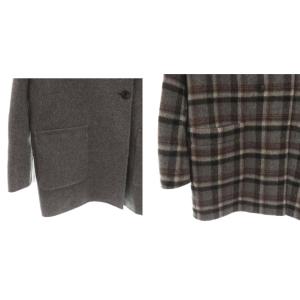 J.PRESS リバーシブル スーパー110Sリバーチェック ノーカラーコート アウター ウール F グレー /NR OS