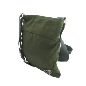 PRADA ショルダーバッグ ナイロン 三角プレート カーキ /MI OS OH