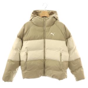 中綿ジャケット アウター フード バイカラー M ベージュ ライトベージュ /CX OS