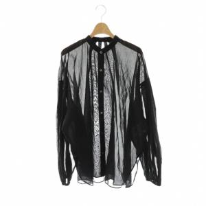 24SS COTTON GATHERブラウス シャツ シアー ブラック /CX OS