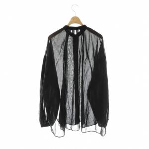 Plage 24SS COTTON GATHERブラウス シャツ シアー ブラック /CX OS