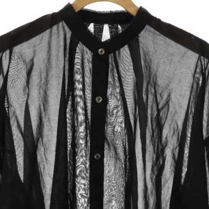 Plage 24SS COTTON GATHERブラウス シャツ シアー ブラック /CX OS