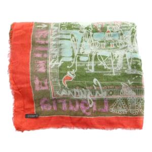 Faliero Sarti 総柄ストール マフラー カシミヤ混 マルチカラー オレンジ オリーブ /SS OS