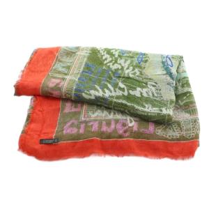 Faliero Sarti 総柄ストール マフラー カシミヤ混 マルチカラー オレンジ オリーブ /SS OS