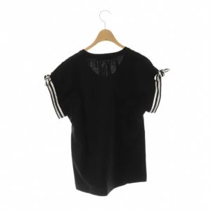BORDERS at BALCONY RIBBON TEE Tシャツ カットソー 38 ブラック ホワイト /DO OS