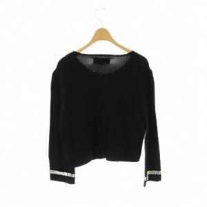 M'S GRACY リボン パールカーディガン ニット 長袖 薄手 装飾 40 黒 /NR OS