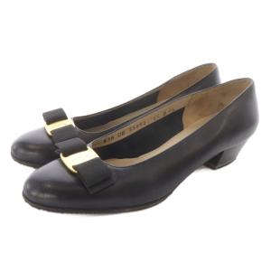 レザー ヴァラリボン パンプス 6.5 黒 ブラック /SR