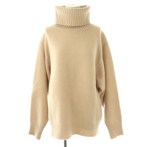 ミドルゲージタートル ニット セーター 長袖 ベージュ /HK OS