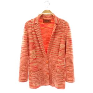 ニットジャケット テーラード 総柄 40 レッド /HK OS