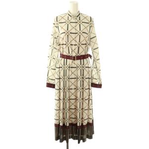 24AW チェーンベルトプリントワンピース ロング 36 ホワイト /HK OS