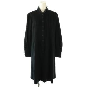 ニット ワンピース 膝丈 長袖 9 ブラック /HK OS