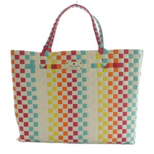 トートバッグ カゴ 編み上げ マルチカラー 白 ホワイト 黄色 イエロー /SS OS