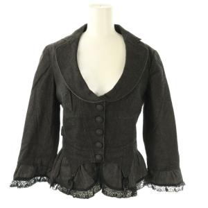 レース デニムジャケット リネン混 I38 ブラック 黒 /CX OS