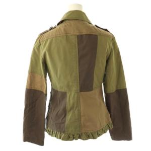 MOSCHINO CHEAP AND CHIC ミリタリージャケット パッチワーク 刺繍 フリル スタッズ ワッペン カーキ マルチカラー /CX OS