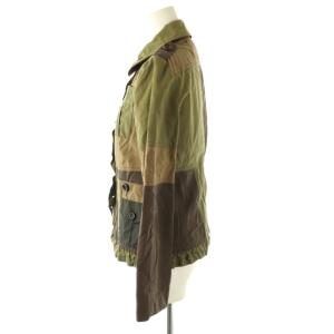 MOSCHINO CHEAP AND CHIC ミリタリージャケット パッチワーク 刺繍 フリル スタッズ ワッペン カーキ マルチカラー /CX OS