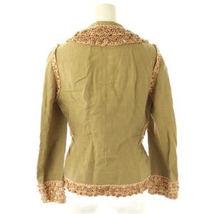 MOSCHINO CHEAP AND CHIC レース ビーズ装飾ジャケット リネン カーキ ベージュ /CX OS