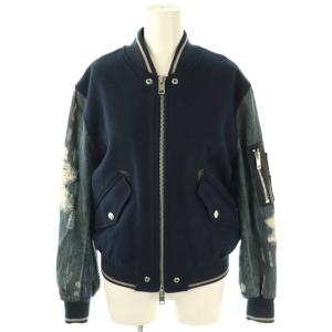 デニム 切替スタジャン ジャケット ブルゾン ネイビー 紺 /CX OS