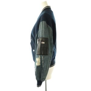 DIESEL デニム 切替スタジャン ジャケット ブルゾン ネイビー 紺 /CX OS