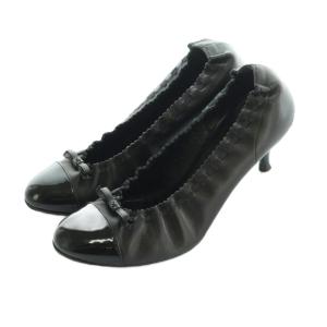 バレエシューズ ラウンドトゥ レザー ココマーク 35 22.0cm 黒 ブラック /MI OS