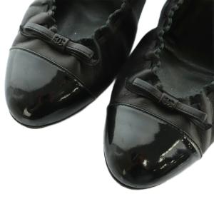 CHANEL バレエシューズ ラウンドトゥ レザー ココマーク 35 22.0cm 黒 ブラック /MI OS