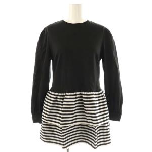 BORDER TIERED TOP トップス チュニック カットソー 36 ブラック ホワイト /ES