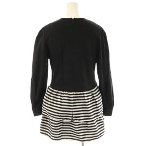 BORDERS at BALCONY BORDER TIERED TOP トップス チュニック カットソー 36 ブラック ホワイト /ES