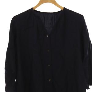 BLUE LABEL CRESTBRIDGE シャツワンピース 膝丈 七分袖 36 ネイビー /HK OS