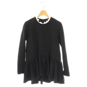 Eloise レース襟ペプラムカットソー F ブラック ホワイト /DO OS