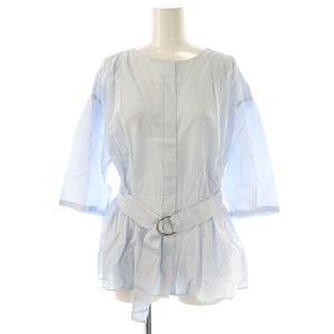 シルク混 ブラウス ノーカラー 36 ペールブルー /ES OS