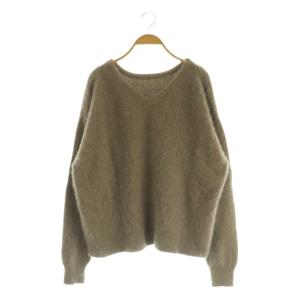 フォックスカシミヤVネックニット セーター 長袖 シャギー F ブラウン /MY OS