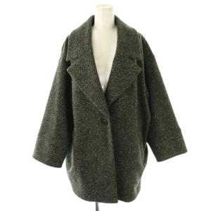 Wスライバーヘリンボーンミドルコート アウター 36 グレー ブラック /HK OS