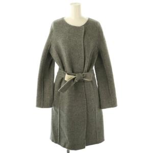 ウールノーカラーコート アウター ベルト付き 38 グレー /CX OS