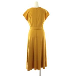 ANAYI ウールカシュクールワンピース フレンチスリーブ ロング 38 辛子色 /NR OS