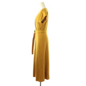 ANAYI ウールカシュクールワンピース フレンチスリーブ ロング 38 辛子色 /NR OS