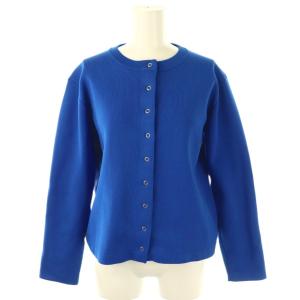 ウォッシャブルスポンジニットクルーネックカーディガン 長袖 F 青 /NR OS