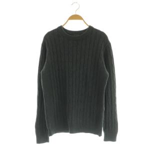 SILK BLENDシルクブレンドケーブル編みクルーネックニット セーター 長袖 M グレー /MY OS