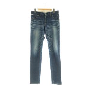 加工スリムデニムパンツ ジーンズ テーパード ストレッチ 30 ブルー /MY OS AD