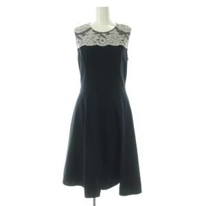 ベーシック レース ワンピース ノースリーブ ミモレ ロング 34 紺 /NR OS